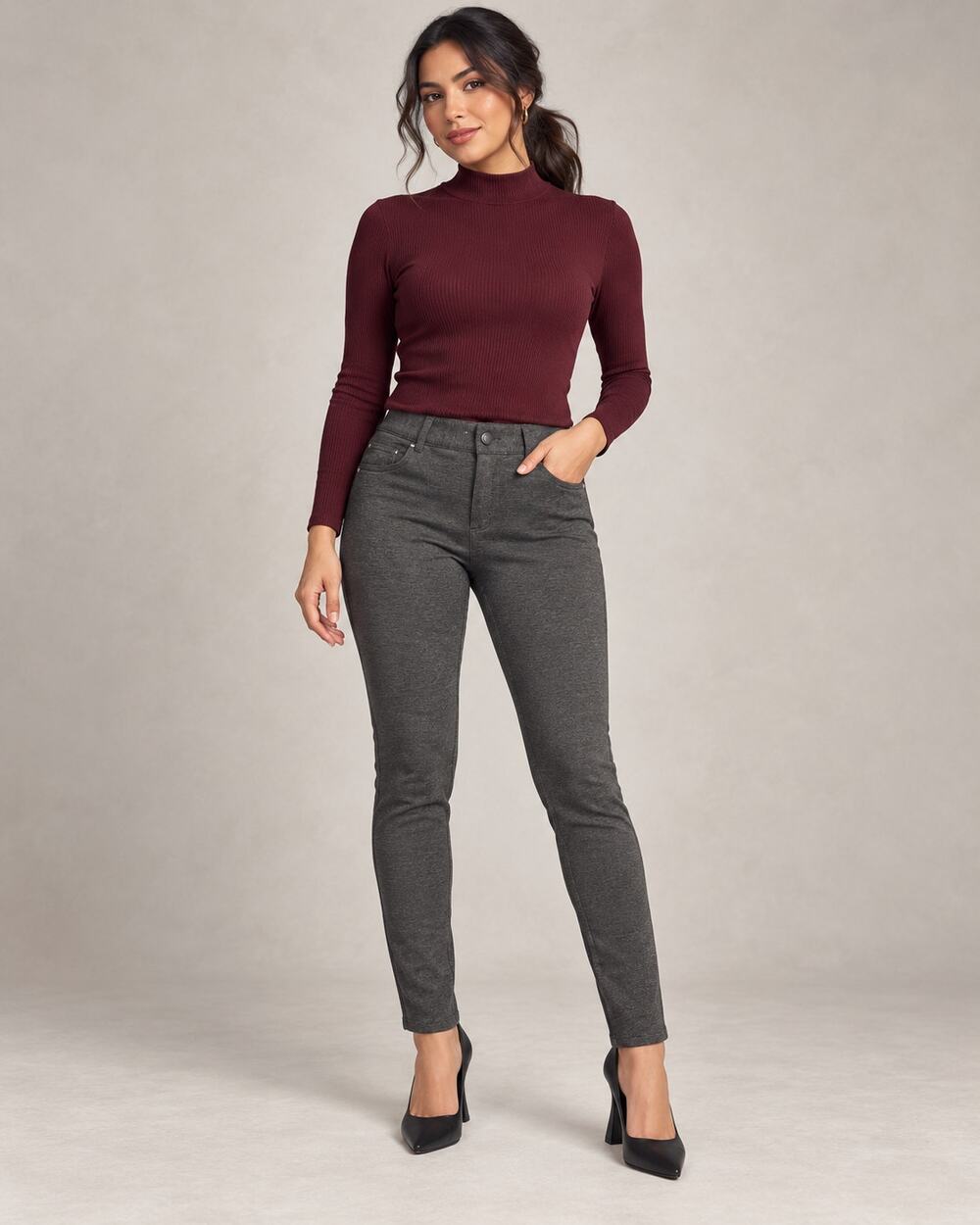 Simply Vera Vera Wang Gray Skinny Pants Size Medium Stretch - Picture 1 of 8